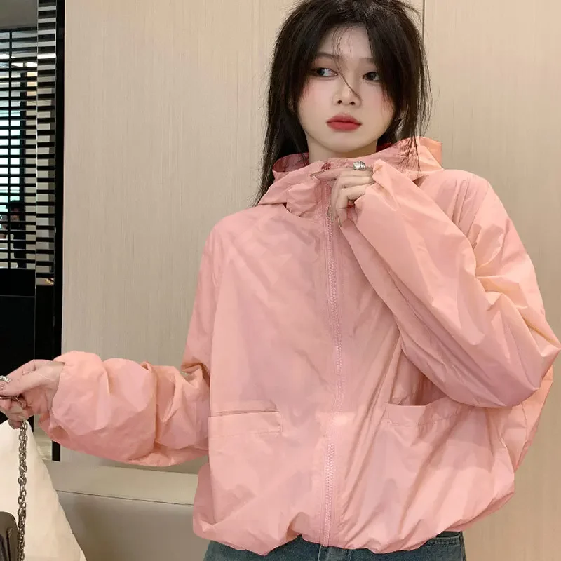 

Women's Quick Drying Jackets Clothing Hooded Windproof Sunscreen Outdoor Sports Fishing Hiking Hunting Anti UV Windbreaker Coats