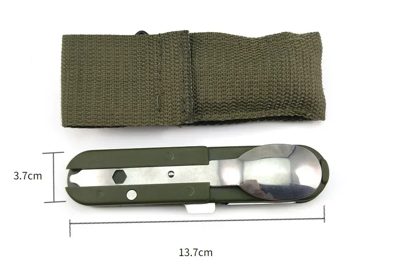 Army Green Camping Supplies Travel Camping Fork Spoon  Bottle Opener Folding Picnic Set Stainless Portable Equipment Tableware