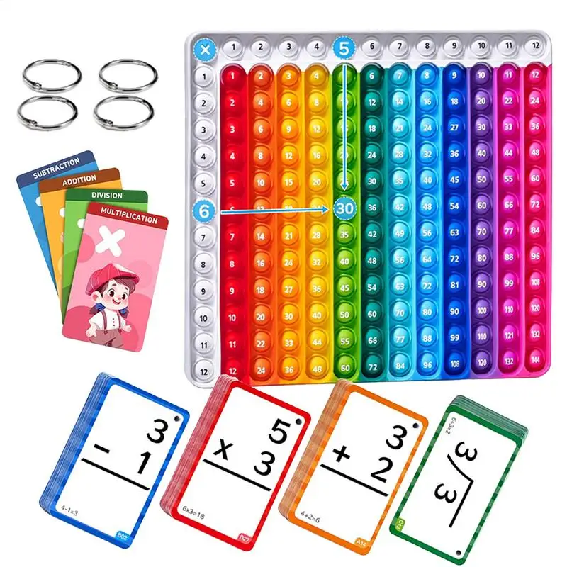 Tarjetas de matemáticas, juegos de cartas con números de multiplicación para niños de 4 a 8 años, juguetes con gráficos inquietos, suma de resta y división de multiplicación