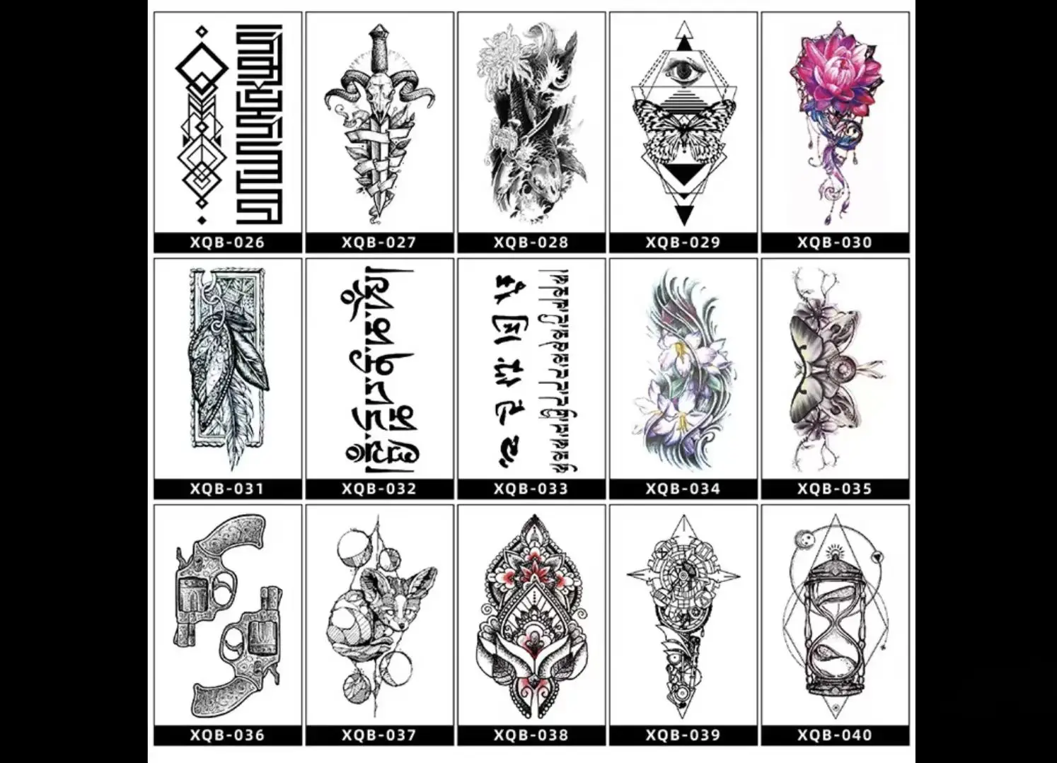 Factory Wholesale Cross Border Black And White Flower Tattoo Stickers Full Arm Customizable With Pictures Plain Flower Animal Co view 4
