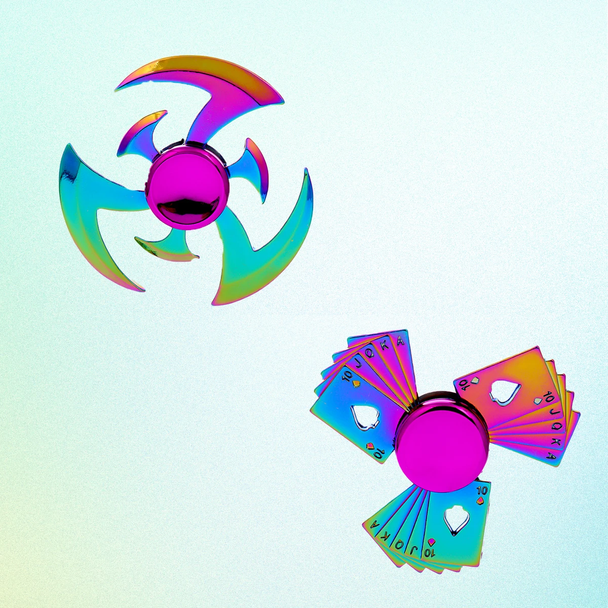 

2 шт., красочная игрушка на палец из цинкового сплава для офиса, снятия стресса и развлечений для отдыха, форма покерной карты