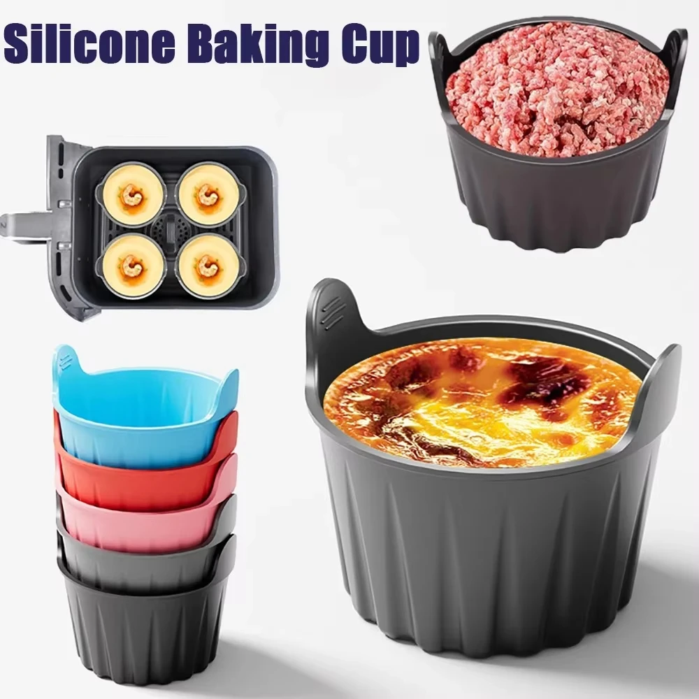 2/4Pcs Silicone Air Fryer Baking Ramekins Muffin Egg Poacher Cupcake Baking Cups Nonstick Easy Release Microwave Oven Moulds