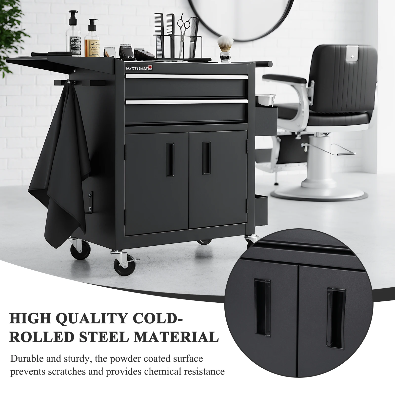 

Steel Storage Cabinet with Wheels Garage Storage Cabinet with Doors and Drawers Rolling Tool Cabinet Versatile Equipment