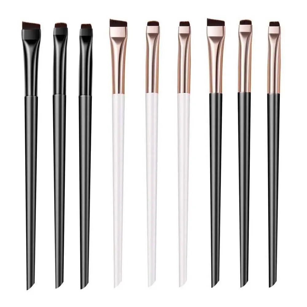 3 unids/set delineador de ojos cepillo de cejas plano fino cepillo de detalles precisos herramienta de belleza aplicador de sombra de ojos ABS ultrafino
