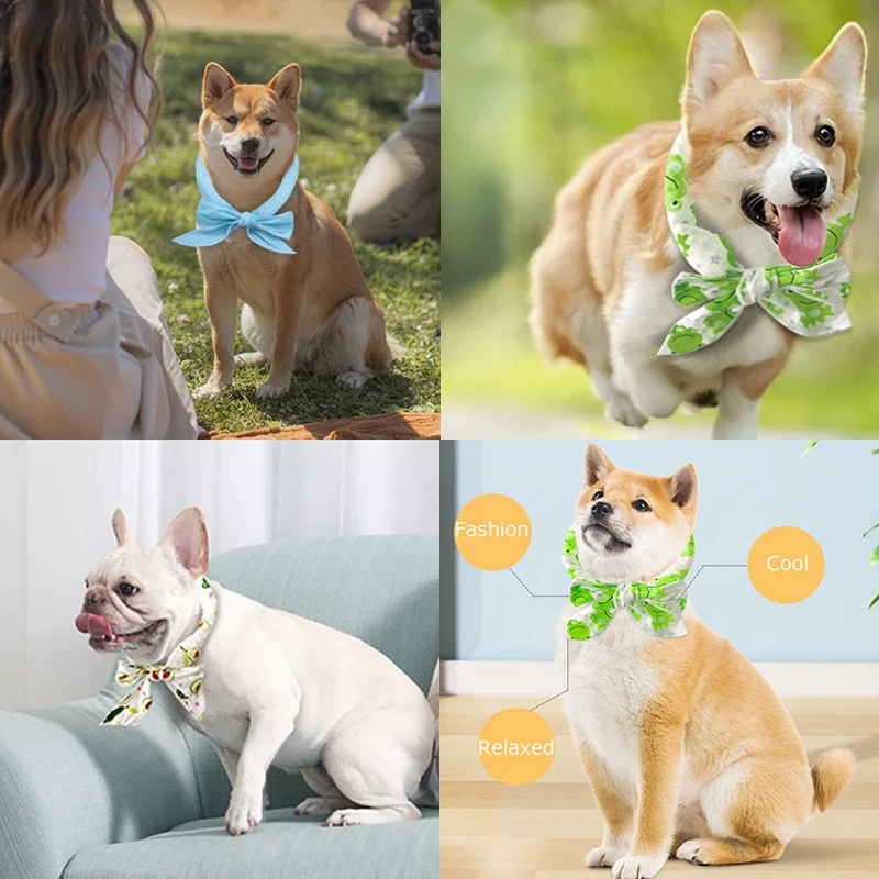 Pet Cooling Ice Scarf Summer Cool Ice Towel Prevent Heat Heatstroke Dogs Cats Ice Collar Adjustable Cat Collar Bib Dog Supplies