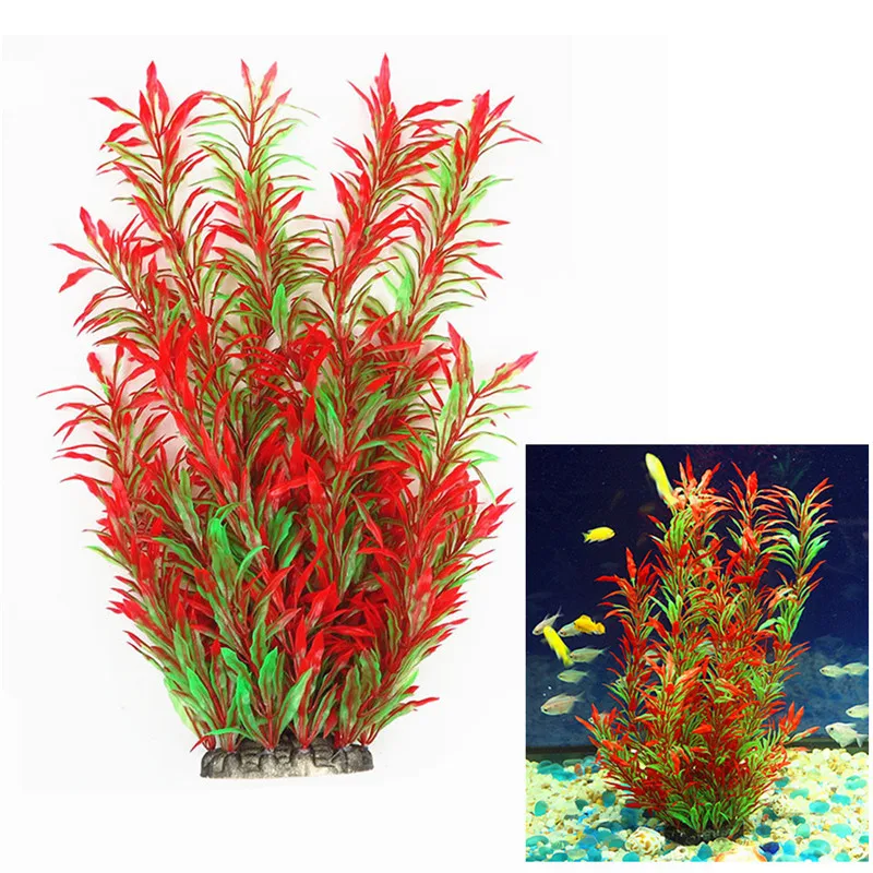 24-52cm Large Aquarium Plants Plastic Grass Fish Tank Decor Artificial Fake Water Plant Ornaments Aquarium Accessories