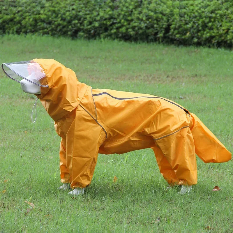 

Big Dog Raincoat with Fully Wrapped Adhesive Four Legged Hood Medium Dog Pet Raincoat Golden Retriever Alaskan Bag Tail Raincoat