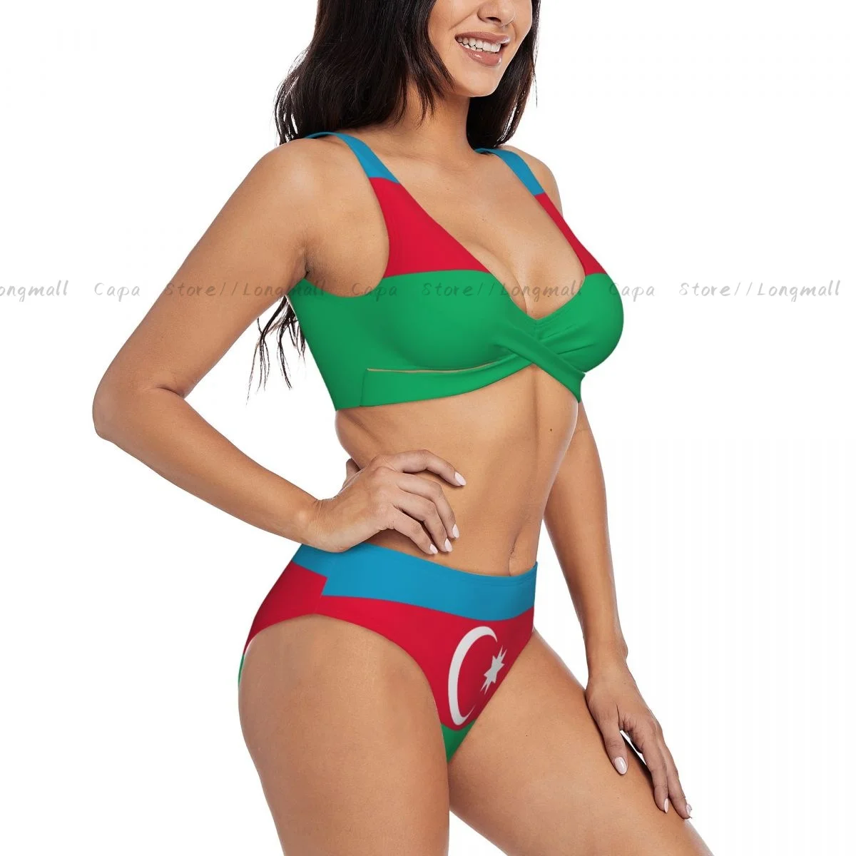 

Azerbaijan Flag Bikini Women Sexy Separate Swimsuit Two-piece Beachwear