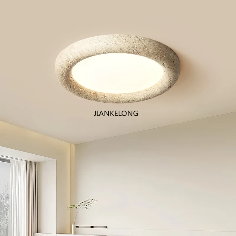 

JIANKELONG Nordic Yellow Ceiling Light Led Round Light Wabi Sabi Stone Lamp For Living Room Restaurant Bedroom Aisle Decor