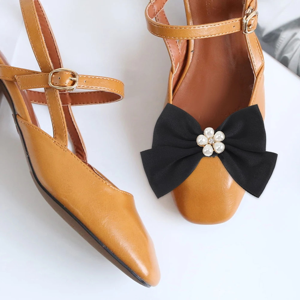 

2 Pairs Elegant Bow Shoe Clip Wedding Decor Securing Bows for Women Shoes Bride