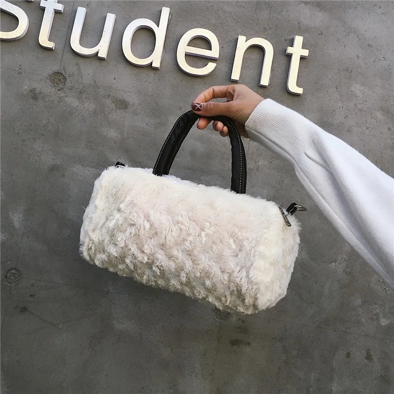 

New Korean Edition Plush Solid Color Crossbody Bag Women's Handbag Oblique Cross Luxury Brand Small Square Female Shoulder Bag