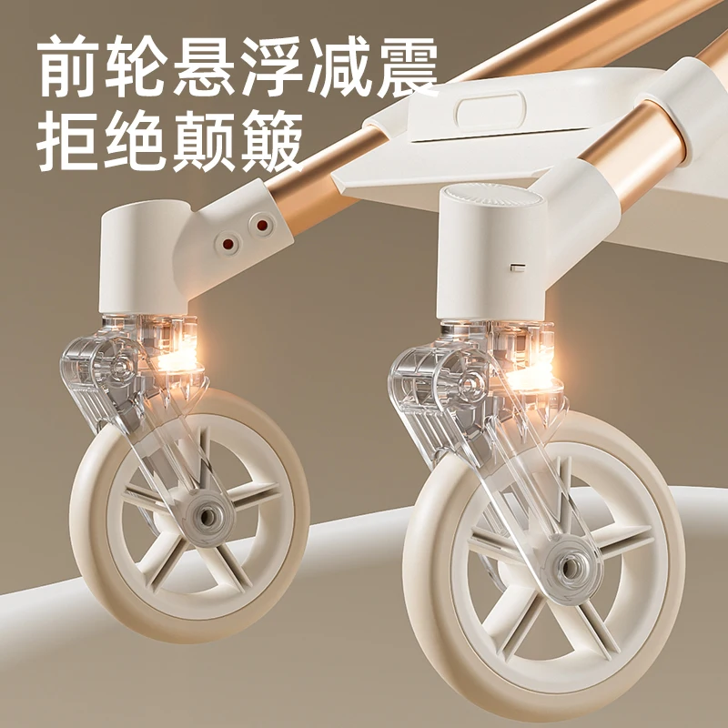 عربة أطفال للمشي ذات مناظر طبيعية عالية يمكنها الجلوس أو الاستلقاء من سبائك الألومنيوم خفيفة الوزن قابلة للطي في اتجاهين