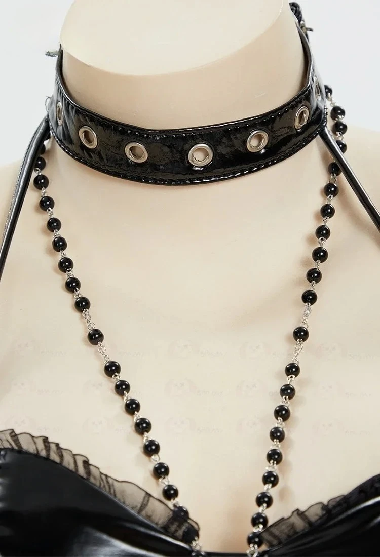 Disponibile Miss Misa Halloween Corsetto gotico nero con lacci Top e gonna con calze a rete e maniche Costume cosplay e parrucca