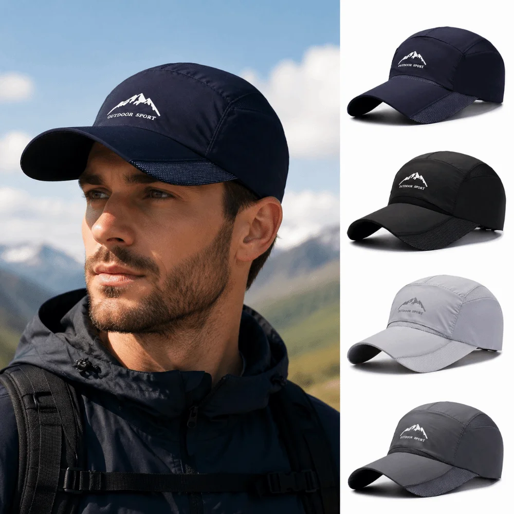 Mountain Printed Quick Dry Baseball Cap Extended Brim Adjustable Lightweight Running Hat UV Protection Breathable Mesh Sun Hat