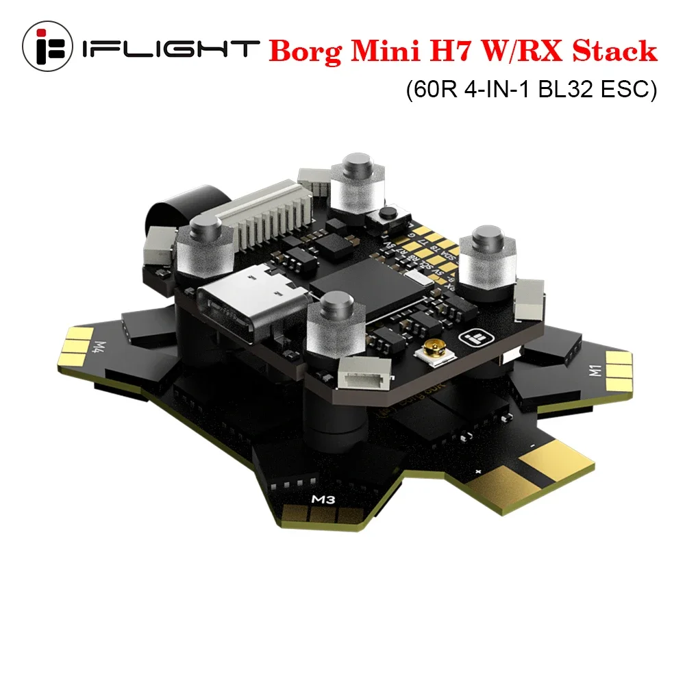 VoltSIFlight Borg Mini H7 W/RX Stack (60R 4-IN-1 BL32 ESC) ICM42688 32MB Blackbox 4-8S Lipo 2.4GHz Receiver For RC FPV Drone