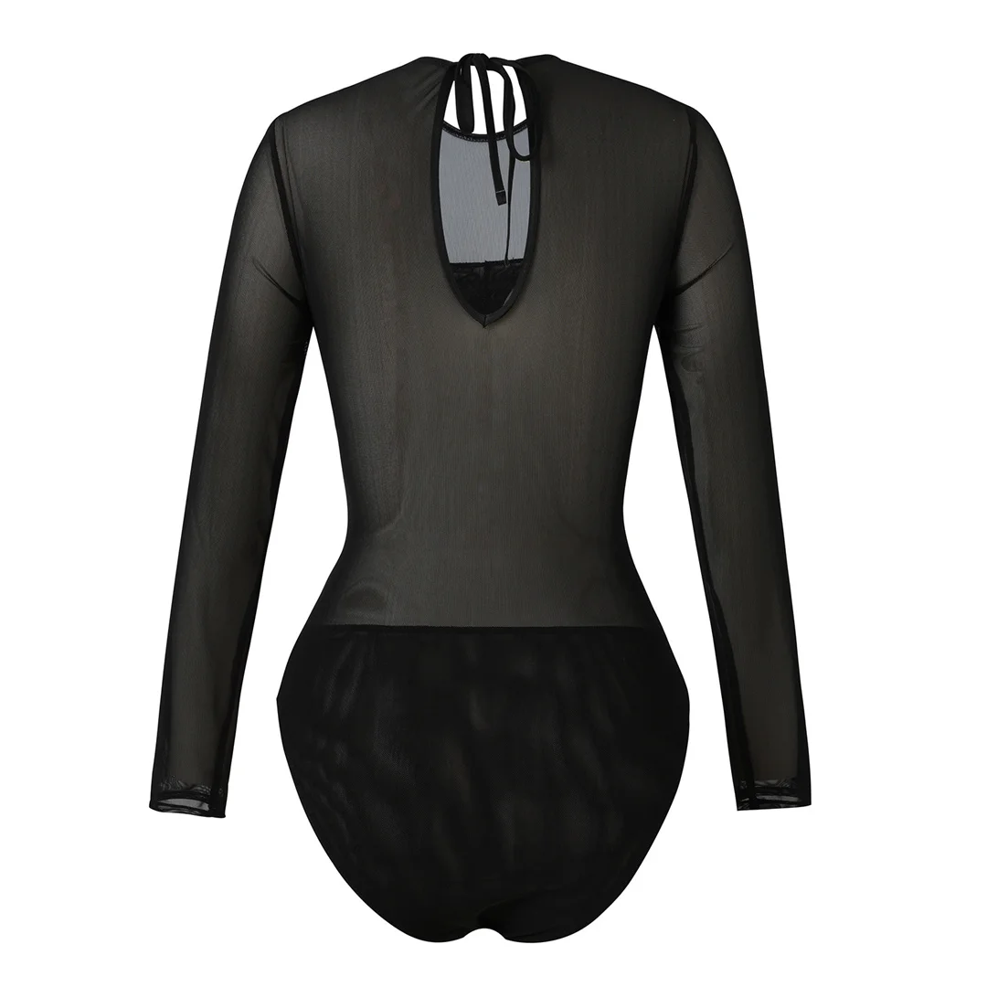 S - XL Neuer, mit Blumenmuster bedruckter, langärmliger Badeanzug mit Hose, einteiliger Badeanzug für Damen, Badebekleidung, Badeanzug, Modell V7099. – Detail 12
