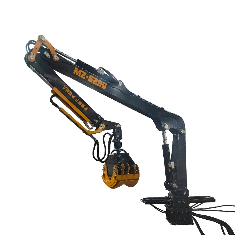 Customized 5.2m 600kg Forestry Hydraulic Telescopic Folding Boom Log Grabbing Crane Suitable For Sugarcane Bamboo Handling Wood