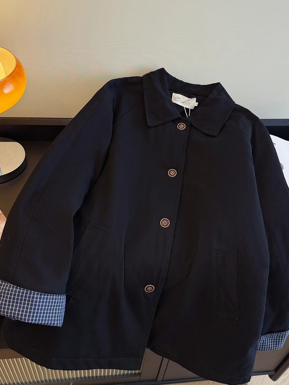 Coreano japonês marca algodão jaet feminino sli casaco de comprimento médio retro sle casual wear cintura alta design macaco