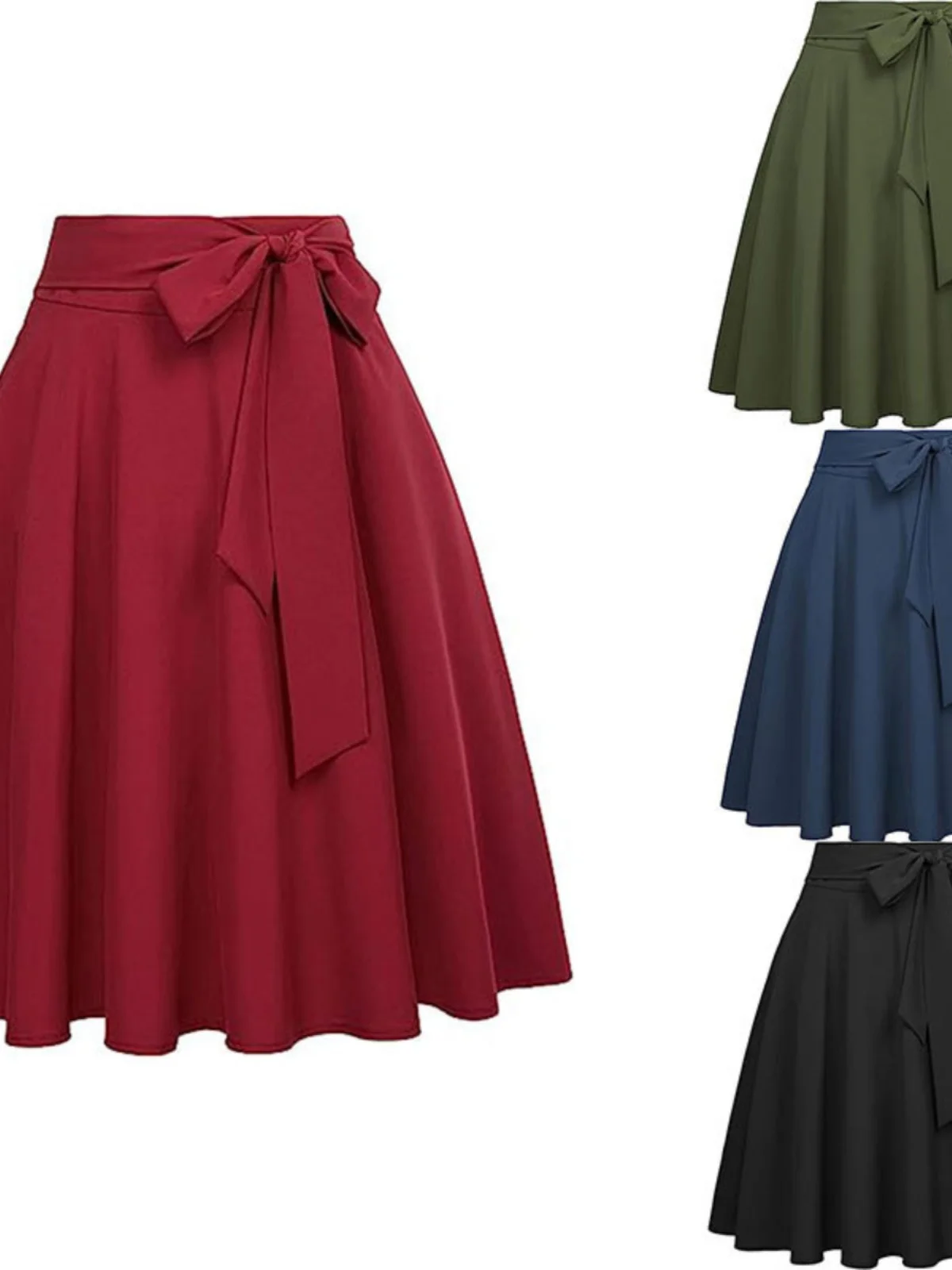 

Юбка трапециевидной формы с высокой талией и стрингами, однотонная юбка-миди, плиссированная юбка Street Sle для женщин 25-29 лет