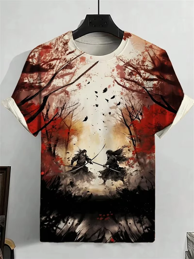 T-shirt New 2026 Japanese Style Ink Samurai 3D Print Tshirt Men Women Fashion Hip Hop Short Sleeve Tops Tees Men Clothing Kids view 5