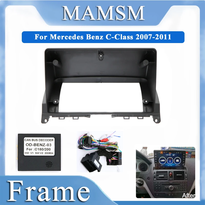 

MAMSM Car Frame Fascia Adapter Canbus Box For Mercedes Benz C-Class 2007-2011 Android Radio Dash Fitting Panel Kit