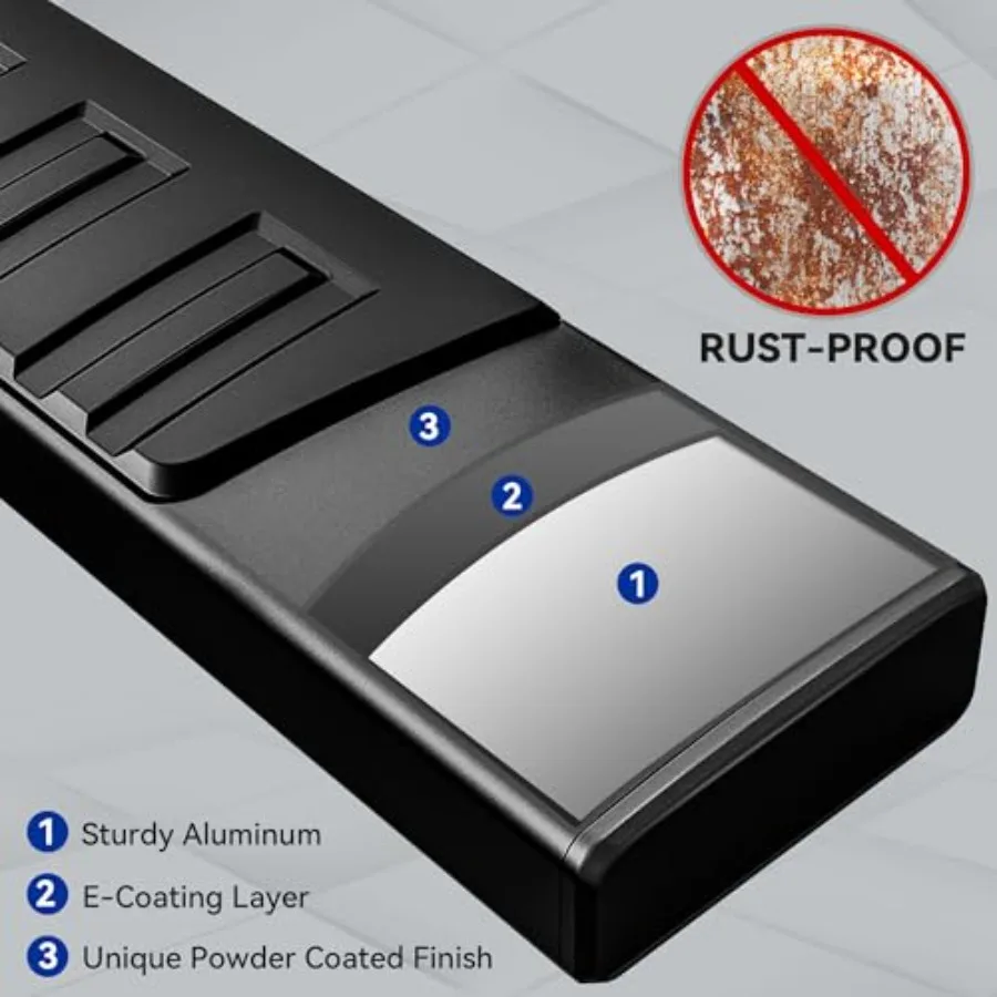 لوحات تشغيل 6 بوصات متوافقة مع 20152025 تشيفي كولورادو جي إم سي كانيون كرو كابينة سبائك الألومنيوم الأسود Nerf القضبان الخطوات الجانبية f #4