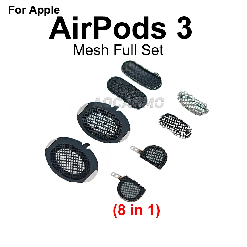 Aocarmo For Apple AirPods 3 A2565 A2564 Earphone Housing Full Set Case Cover Left Right Shell Dust Net Steel Mesh Replacement