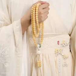 Natural White Bodhi Root 108 Pcs Buddha Beaded Bracalete Charm Fashion Women Men Necklace Fine Jewelry Luxury Holiday Gift