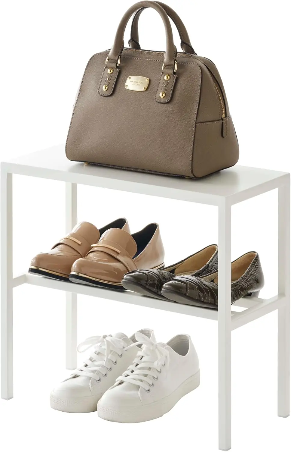 

Home Tower 2-Tier Entryway Shoe Organizer, 16"" - Steel - Holds 4 Pairs Of Shoes