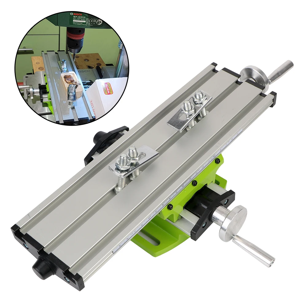 Mini Precision Milling Machine Worktable Working Table Cross Slide Table Multifunction Adjustable X-Y Axis Drill Vise Fixture