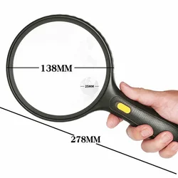 138mm Optical Magnifying Glass With LED Lights Handheld Backlit Magnifier For Reading Book Lupas