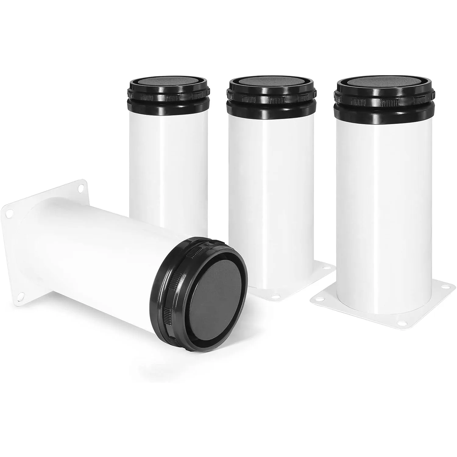 4 Stück verstellbare Möbelbeine aus Edelstahl, weiße runde Metallbeine für Couchtisch, Schrank, Schreibtisch, Sofa, Regale