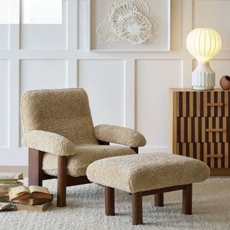 

Lounge chair, French retro solid wood sofa chair