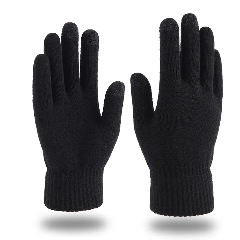 

1Pair soild color trends winter gloves for men women women's warm running glove with thermal soft knit lining womens accessory