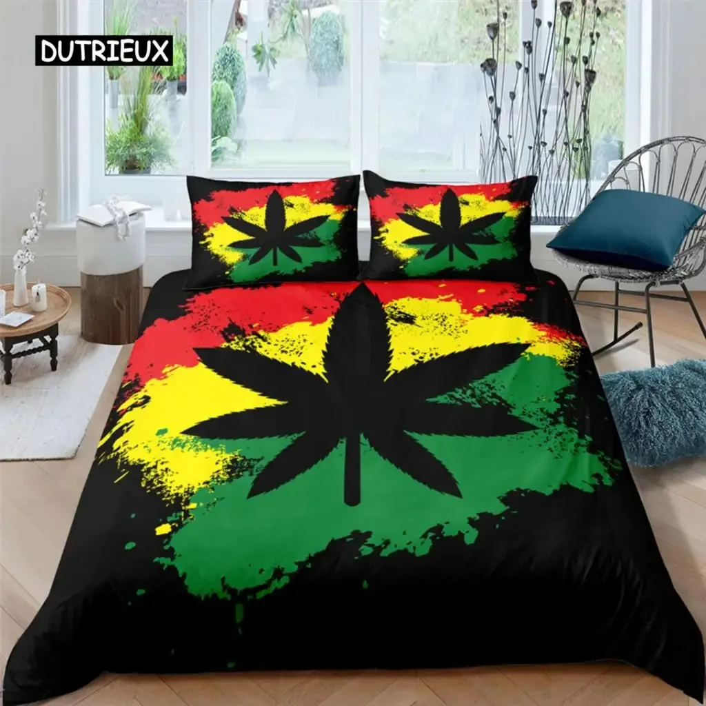 

Colourful Maple Leaf Bedding Set Polyester Duvet Cover Home Textile Single Twin Double Full Queen UK King AU King US King Size