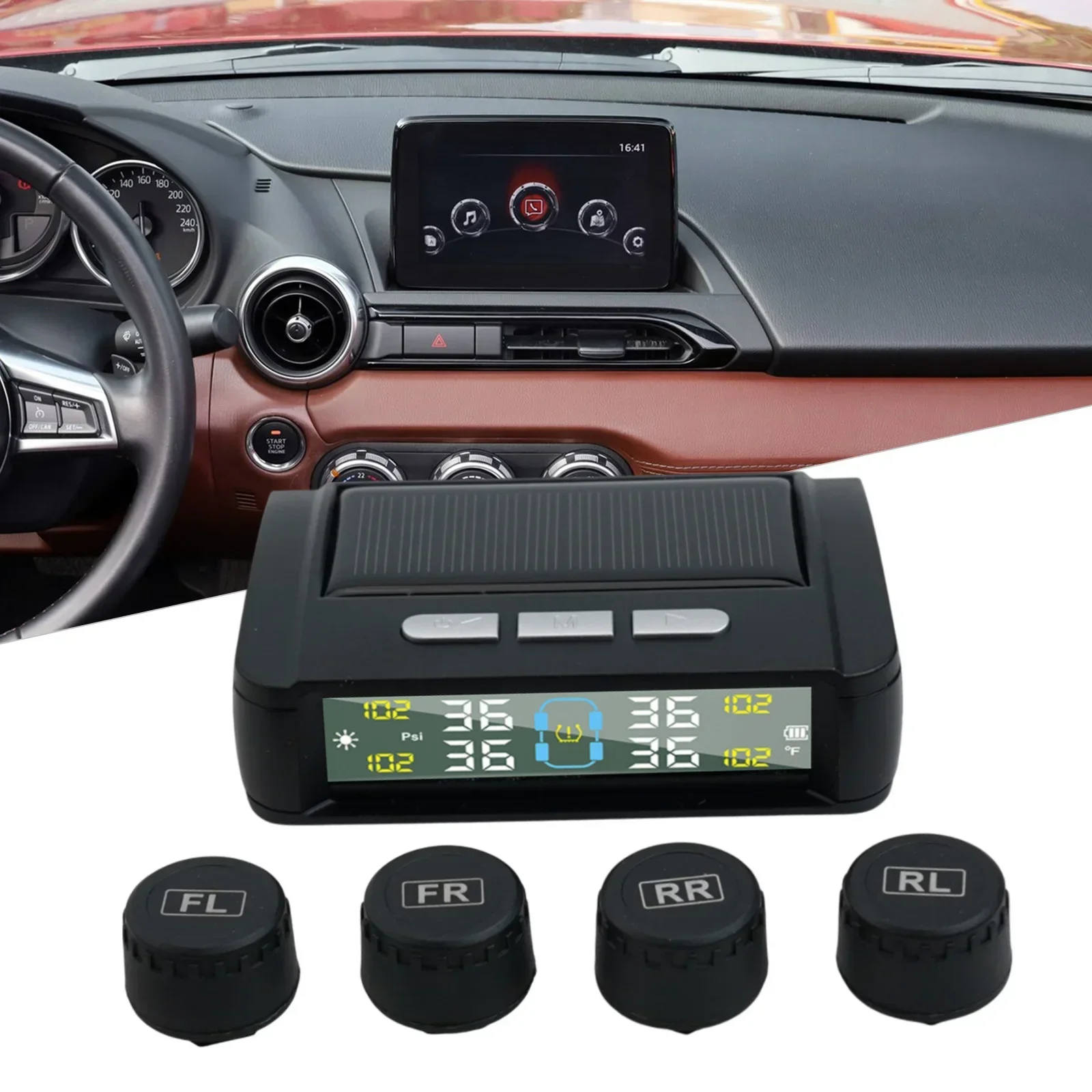 

For Car Safety TPMS Car Tire Pressure Monitor LCD Digital Display Real-time Monitoring Wear-resistant Air Leakage Detection