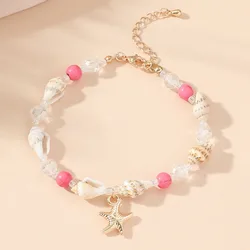 Shell Shell Necklace New Hand Woven Beading Starfish Pendant Shell Bracelet Alloy Bohemia Style Necklaces
