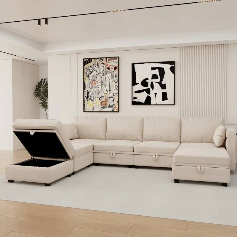 Modular Sectional Sofa U Shaped Modular Couch with Reversible Chaise Modular Sofa Sectional Couch with Storage Seats
