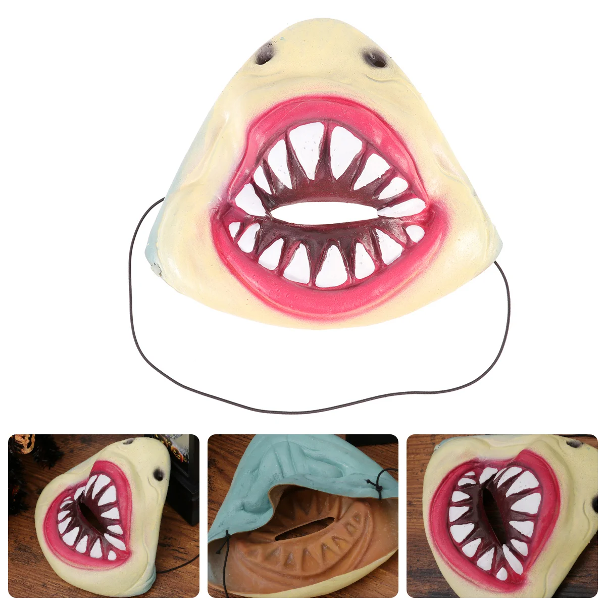 Frightening Shark Mouth Design Funny Half Face Halloween Cosplay Costume Prop Performance Party Accessory