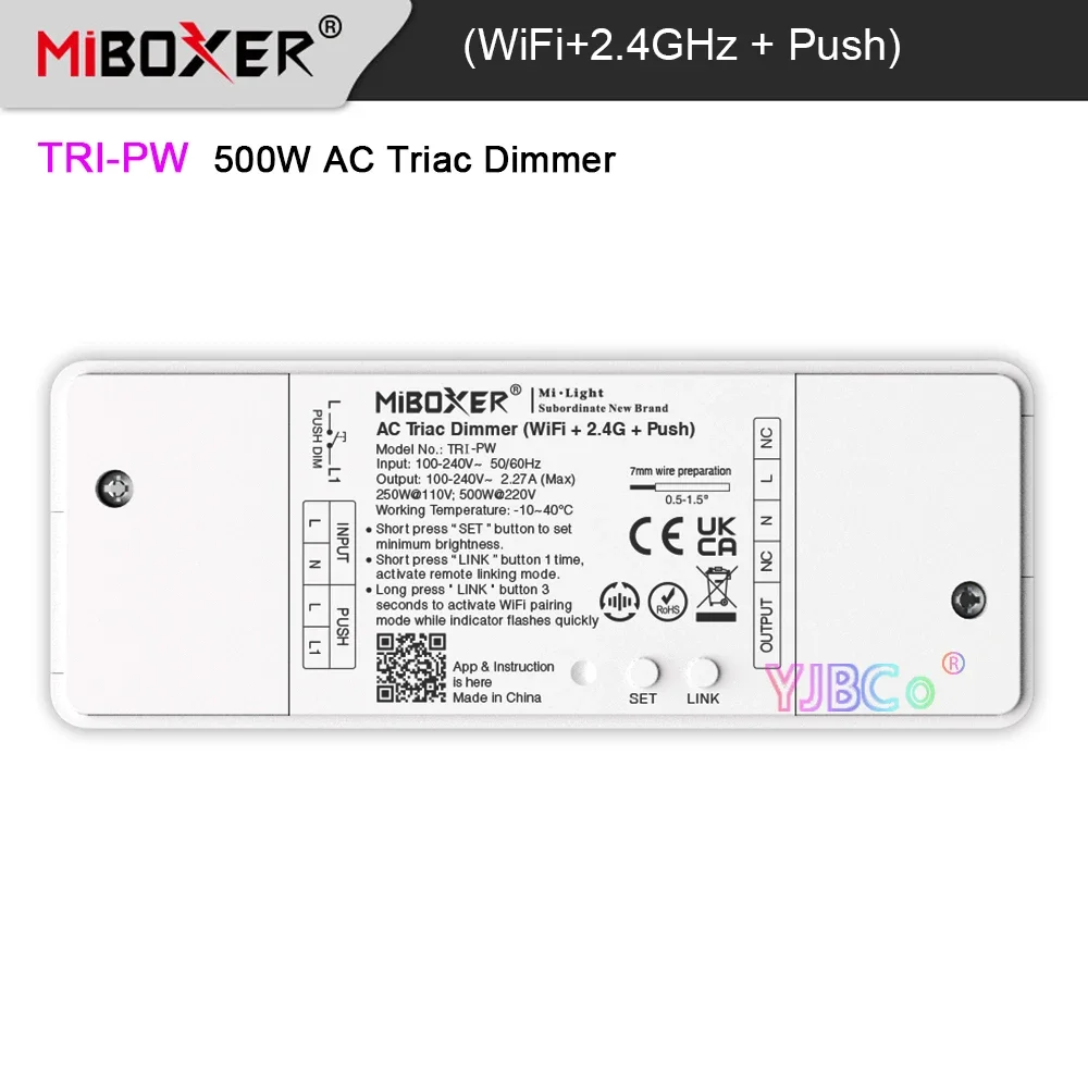 Imagem -02 - Lâmpadas Led Miboxer-dimmer Dimmer Dimmer Dimm Push Controlador Bluetooth Dimmer 2.4g Controle Remoto rf 500w 110v220v 2.4g Max 2.27a