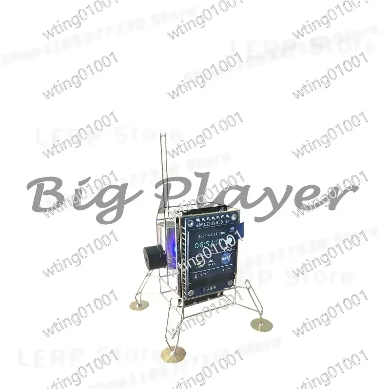 for Mars Lander Handmade Desk Clock with Thermometer and Hygrometer Unique Spacecraft Model Decor Gift
