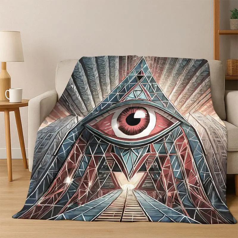 Freemasonry Eye of Providence Evil Eye Nazar Eye of Horus Flannel Blanket Throw Blanket for Bedroom Living Room Bed Travel Gift