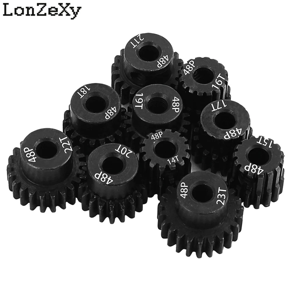 1PC 48P 14/15/16/17/18/19/20/21/22/23T 3.175mm Black Steel Metal Pinion Motor Gear For 1/10 Axial SCX10 Rc Model Car Motor Parts
