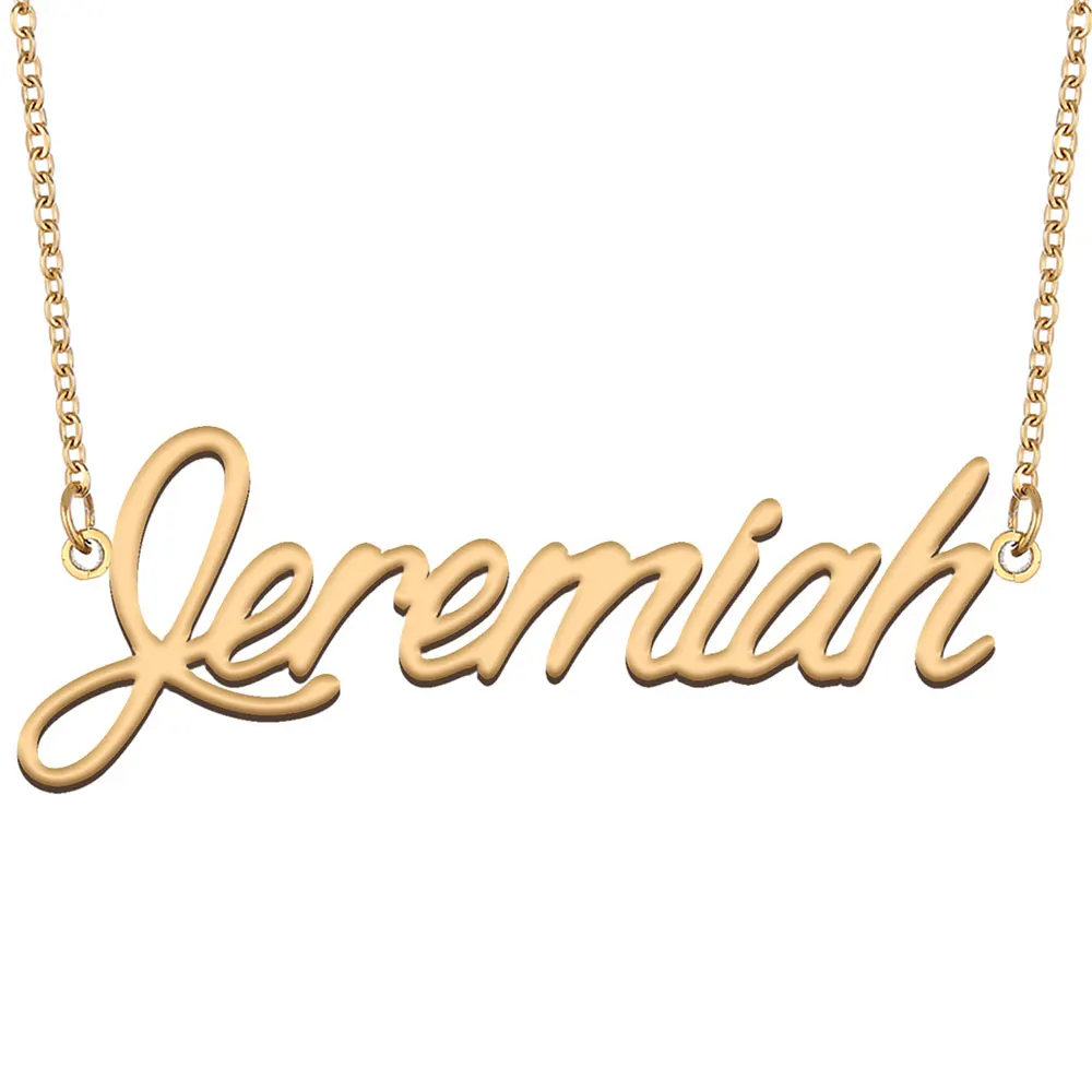 

Jeremiah Name Necklace for Women Stainless Steel Jewelry Gold Color Nameplate Pendant Collares Para Mujer Letters Choker