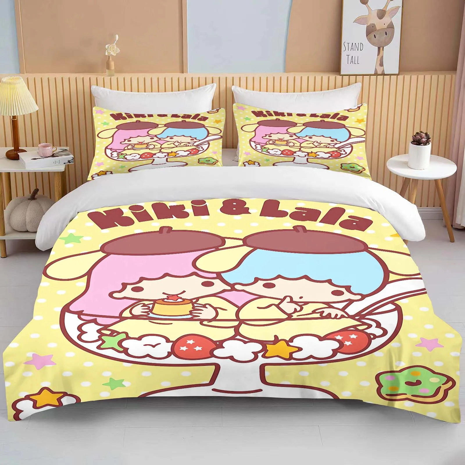 Sanrio Little Twin Stars Printed Bedding Set Cartoon Anime Bed Cover Pillow Case Duvet Cover Kids Adult Bedroom Decor