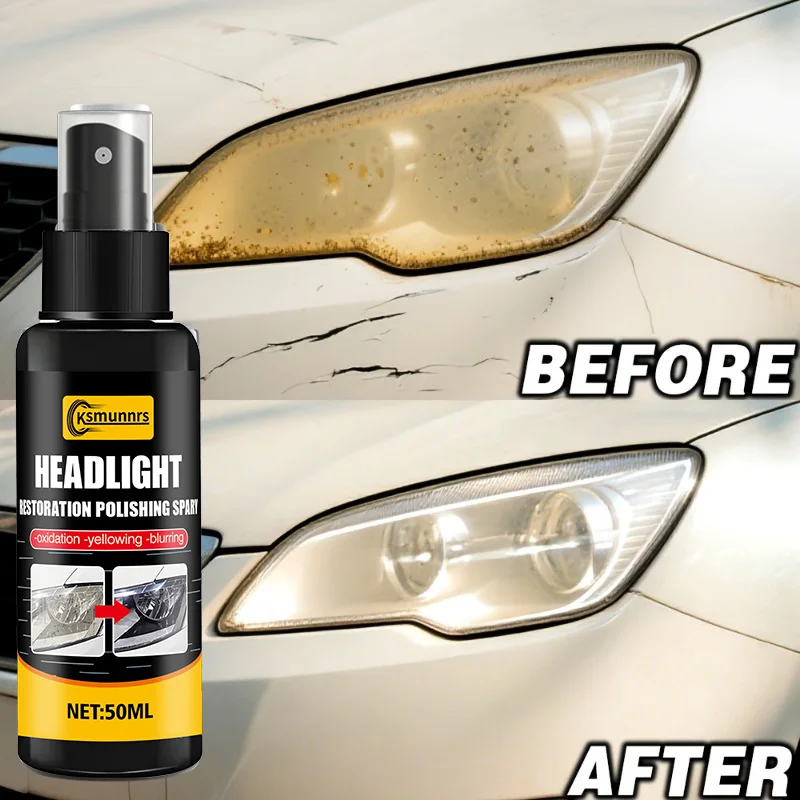 New Headlight restoration spray - ceramic coating kit, restores clarity, prevents yellowing, and provides long-lasting UV protec