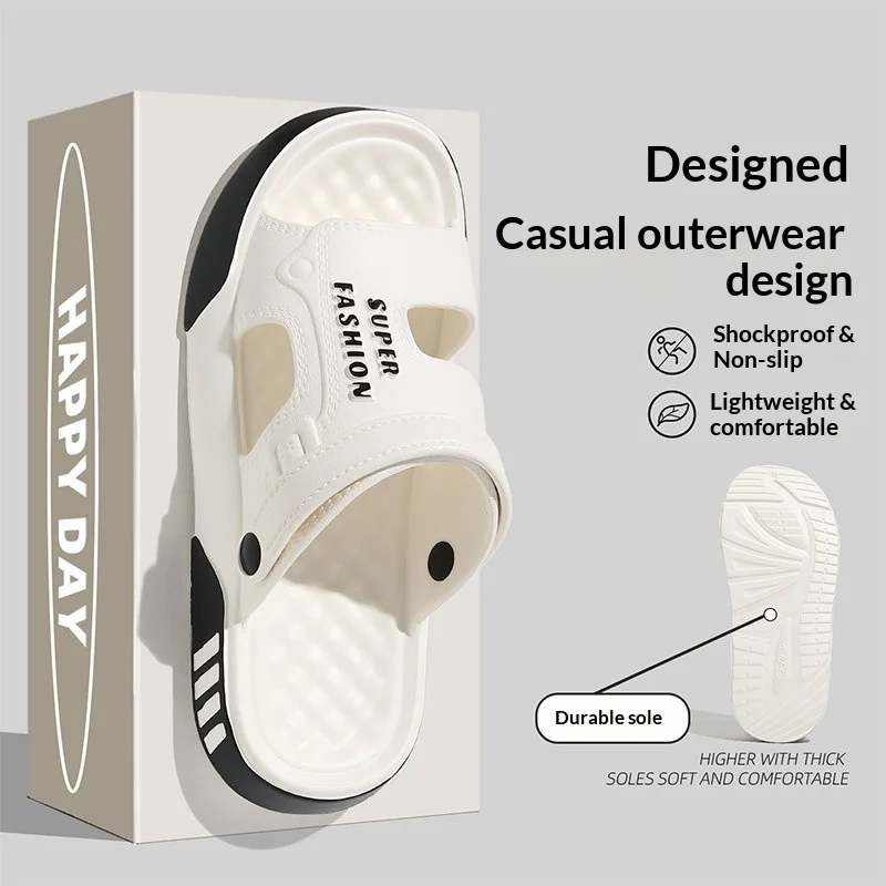 Men Summer EVA Thick Platform Slides Soft Sole Sandals Indoor Bathroom Outdoor Walking Beach Home Slippers Big Size