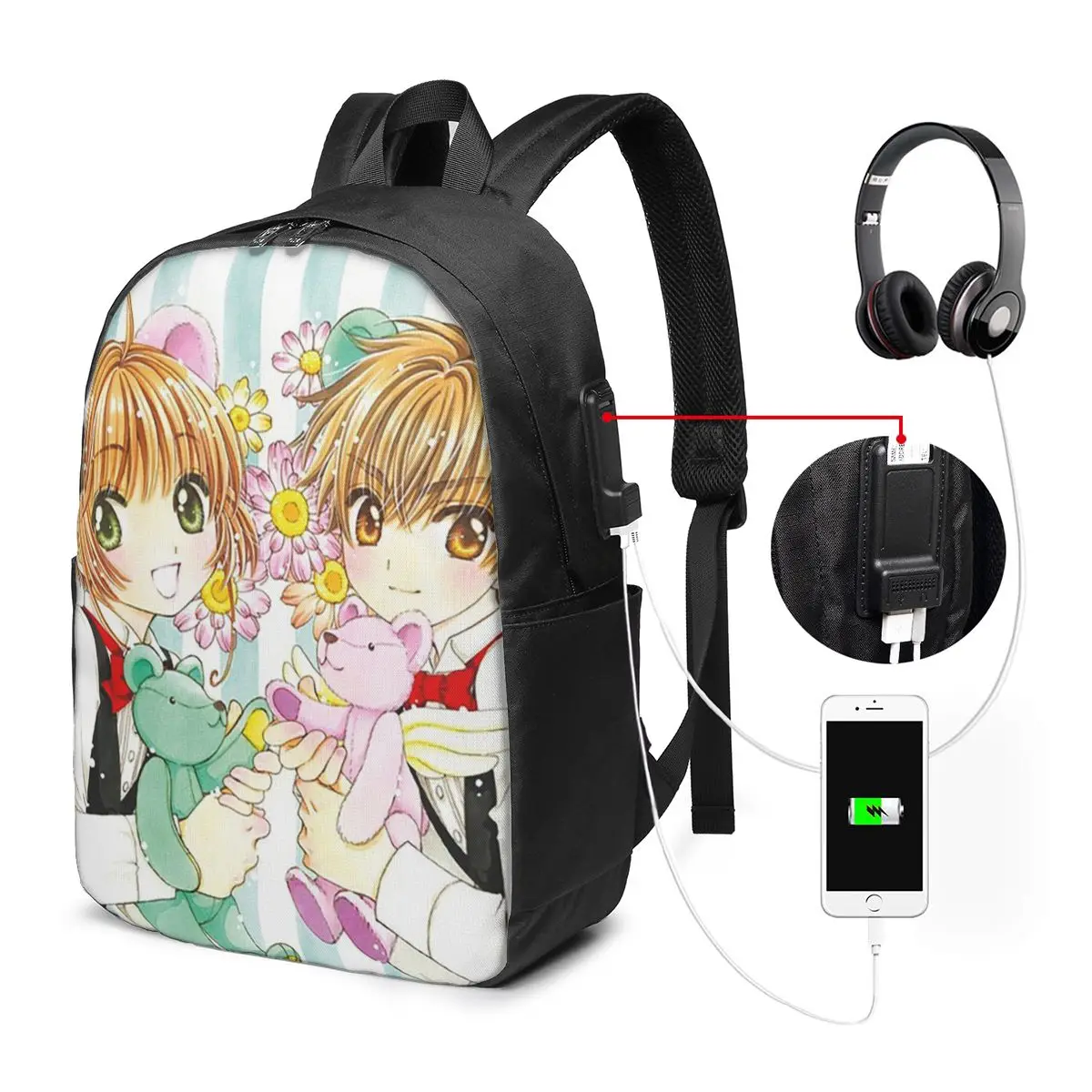 Cardcaptor Sakura Anime Backpack Travel Notebook Bag Computer College Student School Bag Laptop Shoulder Bags for Men Women