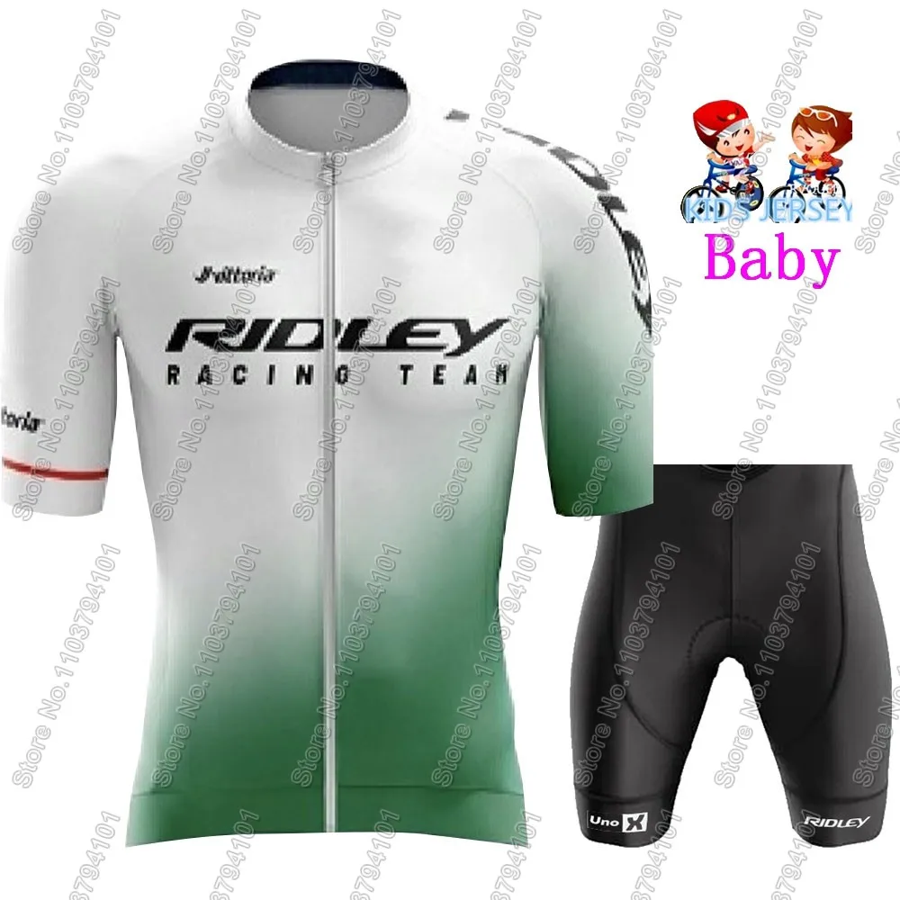 Kids Ridley Icon 2024 Cycling Jersey Set Summer Boys Girls Cycling Clothing Road Bike Shirts Suit Bicycle Pants MTB