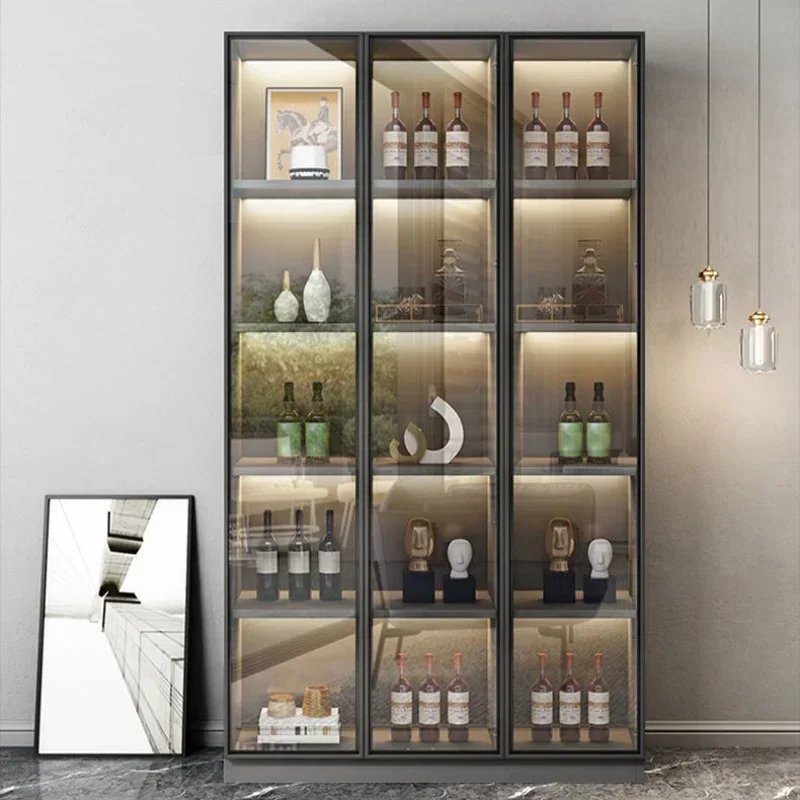 Glass Storage Wine Cabinets Liquor Wall Display Living Room Simplicity Luxury Botellero Vino Wine Cabinets Furniture QF50JG